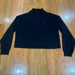 DKNY Sport Black Embellished High Neck Long Sleeve Sweater Women's Size XL